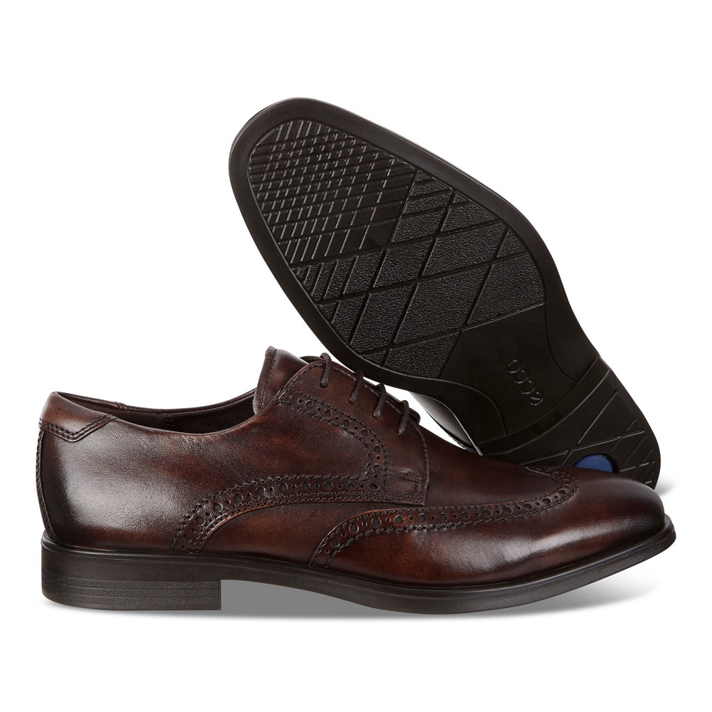 ECCO Mens Dress Shoes Brown - Melbourne Wingtip Tie - RLK-851923